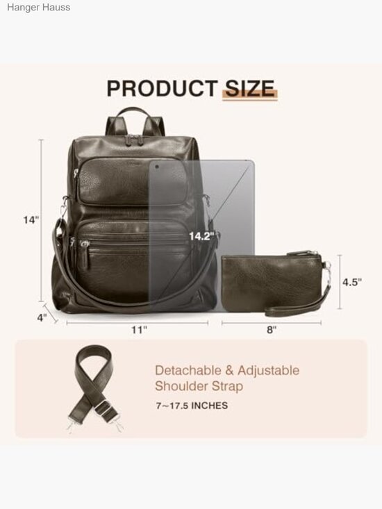 Vintage Pu Leather Convertible Backpack With Wristlet main image 4